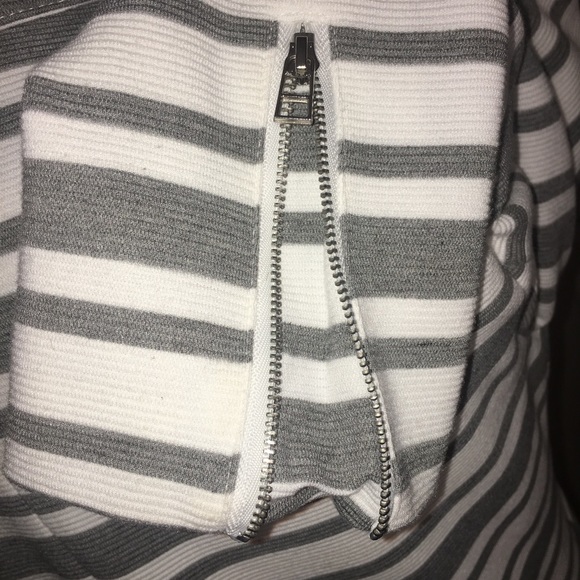 Bagatelle Small Gray & White Stripe Moto Jacket - Picture 9 of 10